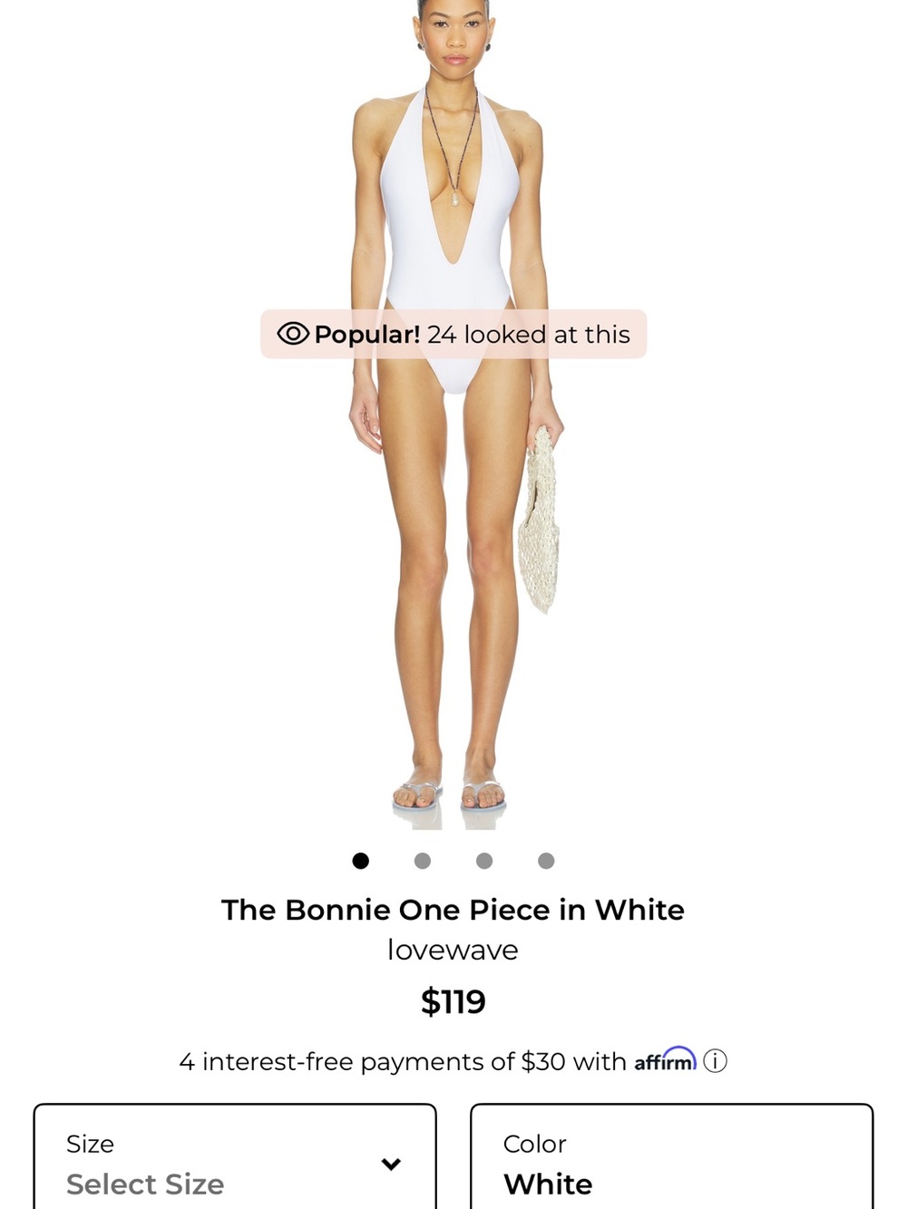 Lovewave Bonnie Halter One-Piece Swimsuit in White